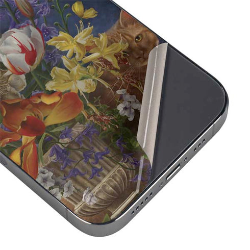 Tabby Cat with Flowers by Nene Thomas iPhone 14 Pro Skin